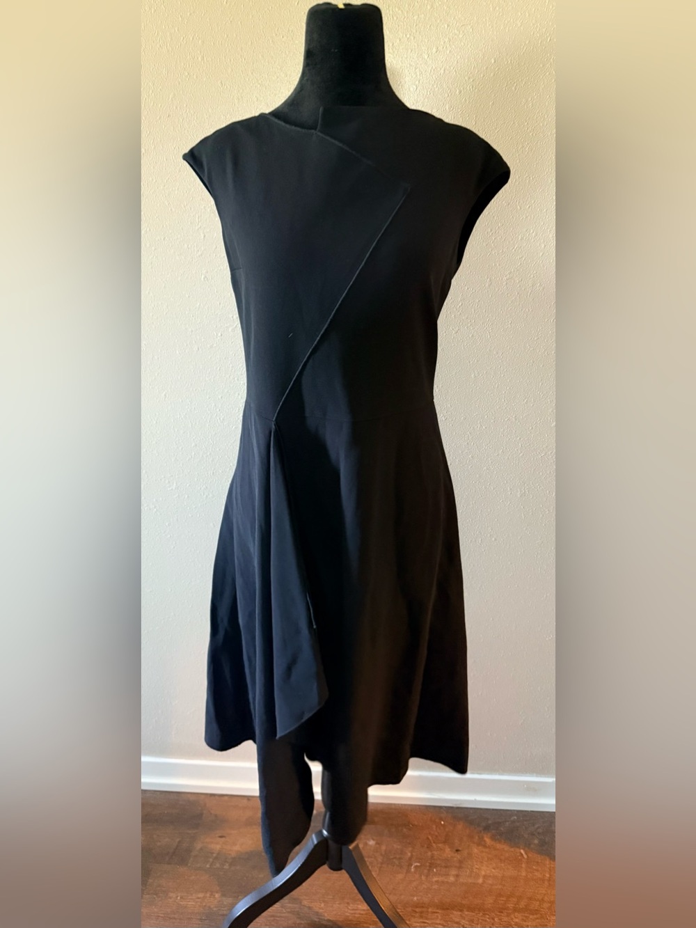 Worth High Neck Black Asymmetrical Cut Dress Midi 6